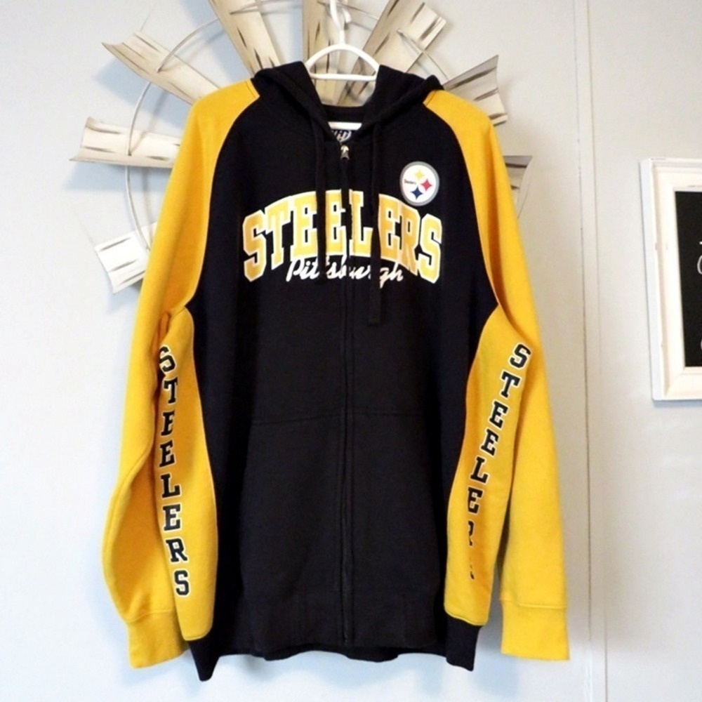 Pittsburg Steelers Full Zip Hoodie Hands High Hooded Sweatshirt Size‎ 2XL